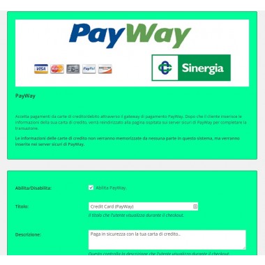 Modulo pagamento WooCommerce PayWay Sinergia IGFS - Carte di credito - eCommerce